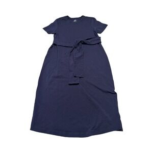 GAP Maternity Navy Blue Short Sleeve Tie Waist Midi T-Shirt Dress Small